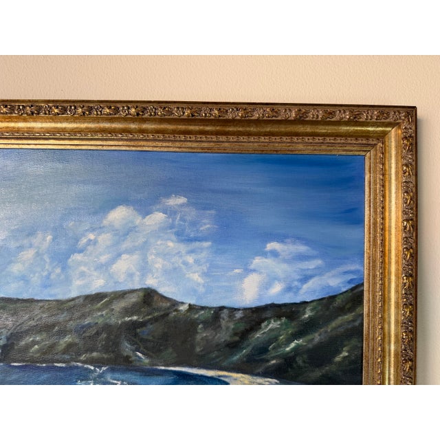 Wood 1982 Vintage Yarda Grish Impressionist Coastal Landscape Oil on Canvas Painting – Signed & Framed For Sale - Image 7 of 12