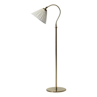 Scandinavian Curved Neck Brass Floor Lamp, 1950s For Sale