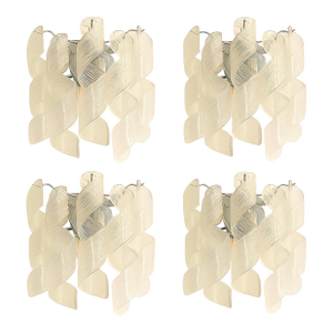 Set of 4 Transparent “Ricci” Murano Glass Wall Sconces in Mazzega Style Wall Lights