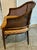 Wood Mid 20th Century Faux Bamboo and Cane Barrel Chairs With Blockprint Upholstery - Set of 4 For Sale - Image 7 of 12