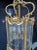 Fine brass French Cylindar Lantern. A central stem holds 4 Edison sockets. The glass panels are etched with floral...