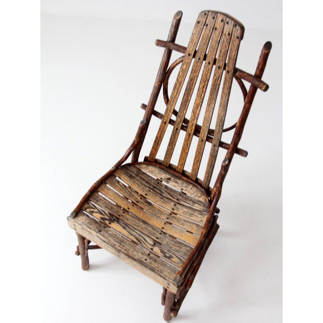 Mid 20th Century Vintage Amish Twig Furniture Set Bentwood Chair, Coffee Table, and End Table For Sale - Image 5 of 18
