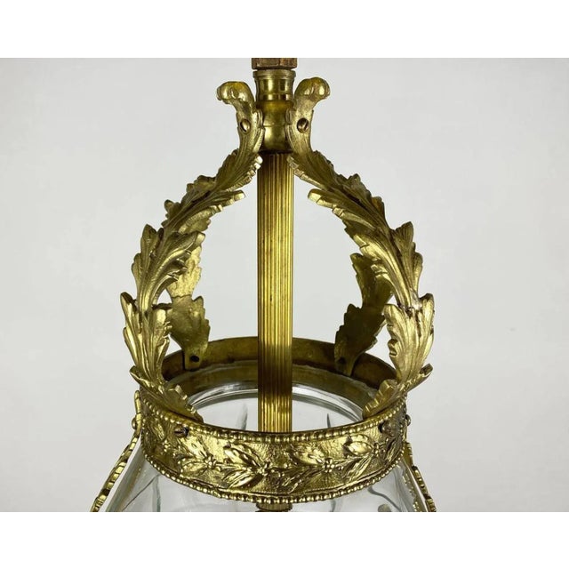 Antique Bronze Lantern Ceiling Light, France, 1920s For Sale - Image 6 of 10