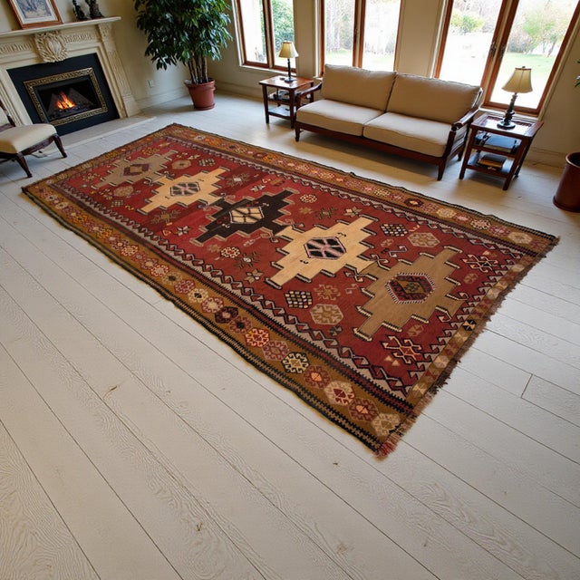 Contemporary 1970s Handwoven Turkish Kilim Rug Tribal Earth Tones Organic Wool Rug - 5′5″ X 12′1″ For Sale - Image 3 of 18