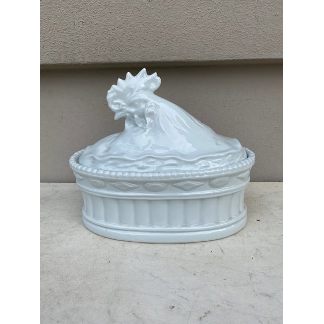 French Trompe l'Oeil White Porcelain Rooster Pâté Tureen For Sale In Austin - Image 6 of 6