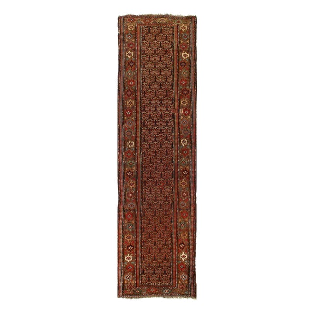 1900 - 1909 Navy Antique Saraband Runner For Sale - Image 4 of 4