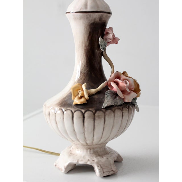 Mid 20th Century Italian Capodimonte Porcelain Floral Lamp For Sale - Image 9 of 13