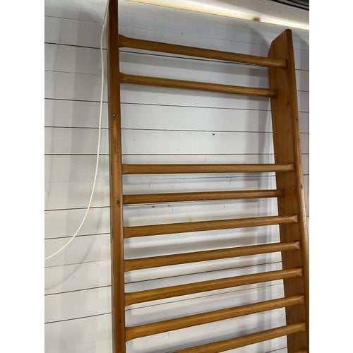 A-Nr. 2036 Retro Gymnastick Ladders +- 1960 high 264 cm. Brushed band lacquered. Dims; H= 264 cm. W= 100 cm. D= 18 cm....