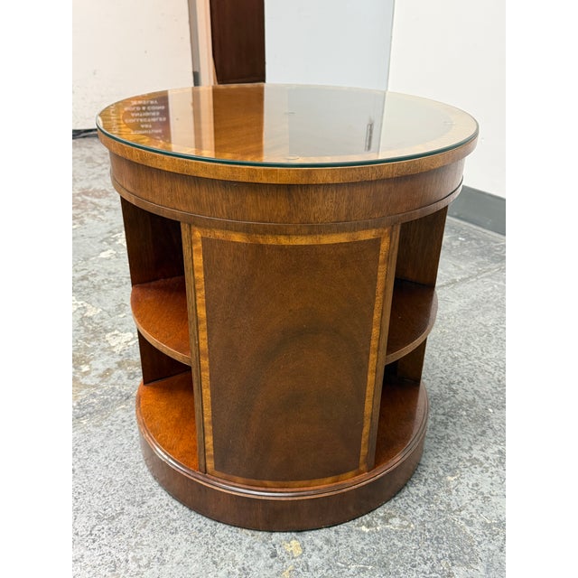 Traditional Baker Furniture Empire Georgian Style Flame Mahogany Drum Side Table, Vintage For Sale - Image 3 of 12