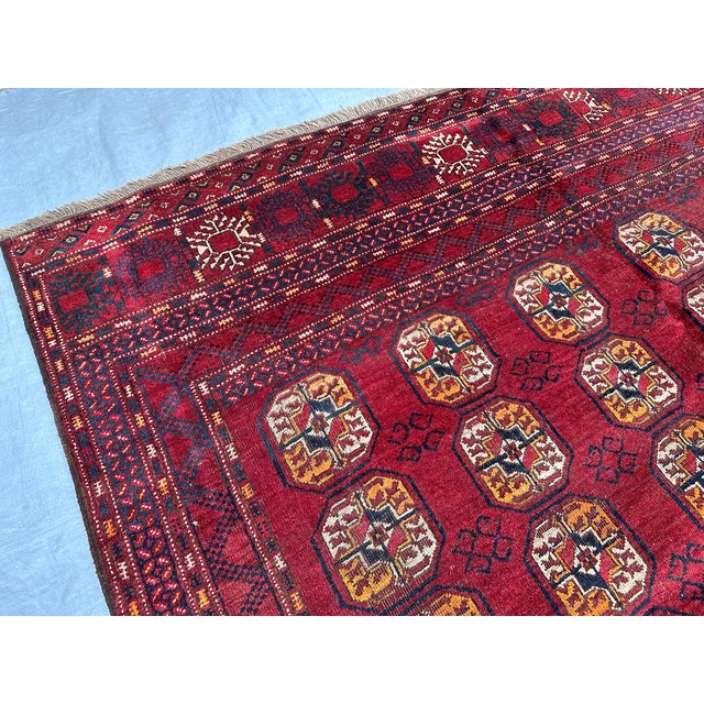 Red Red Ersari Bokhara Hand-Knotted Wool Rug - 9'7" X 6'2" For Sale - Image 8 of 11