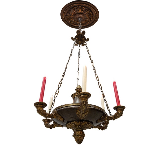 Antique Neo-Renaissance Greenman Candle Chandelier, 1980s For Sale