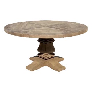 Rh Salvaged Wood Trestle Round Dining Table For Sale