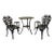 1950s Rose-Pattern Cast Iron and Aluminum Garden Bistro Set With Two Plant Stands, 5 Pieces For Sale