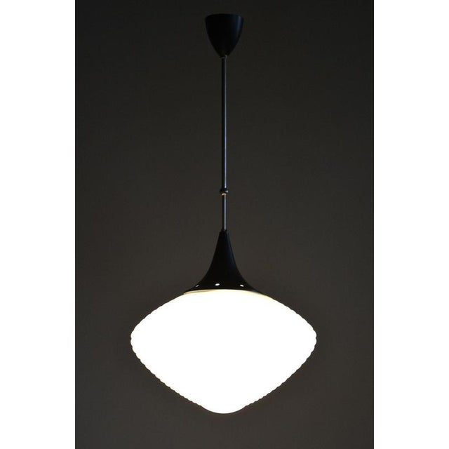 Mid-Century Chandelier in Chromed Steel and Opaline Glass, Czech, 1960s For Sale - Image 11 of 13