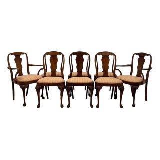 Antique Burr Walnut and Upholstered Dining Chairs, Set of 8 For Sale