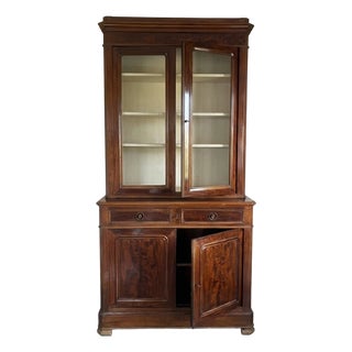 Italian Cherry Wood Display Cabinet, Mid-1800's For Sale