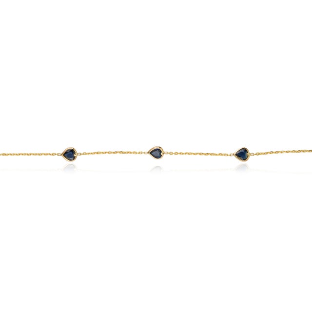 Antique Style 1.33ct Heart Cut Blue Sapphire Hand Chain Bracelet & Ring For Sale - Image 10 of 18