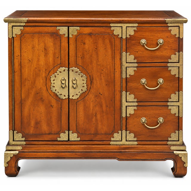 Early 21st Century Vintage Henredon Asian-Style Brass-Mounted Wood Sideboard Credenza For Sale - Image 5 of 13