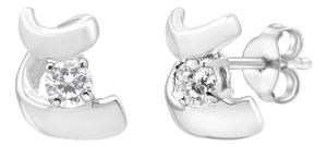 10K White Gold 1/10 Cttw Round Brilliant-Cut Diamond Espira Swirls Solitaire Push Back Stud Earrings
