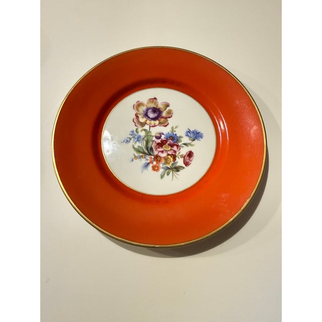 Yellow Mid 20th Century Richard Ginori Dessert or Salad Porcelain Plates With Gold Rims and Floral Design, Made in Italy - Set of 8 For Sale - Image 8 of 14