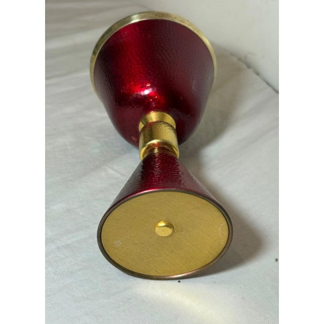 High Quality Vintage Silver Enameled Brass Religious Church Chalice Ceremonial For Sale - Image 11 of 13
