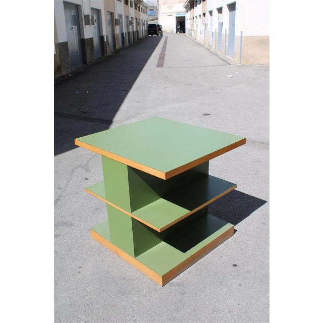 Italian Display Stand in Beech and Green Laminate with Shelves, 1950s For Sale - Image 4 of 8