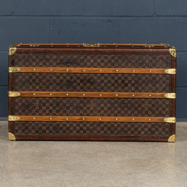19th Century Antique Steamer Trunk in Damier Canvas from Louis Vuitton, France For Sale - Image 9 of 18