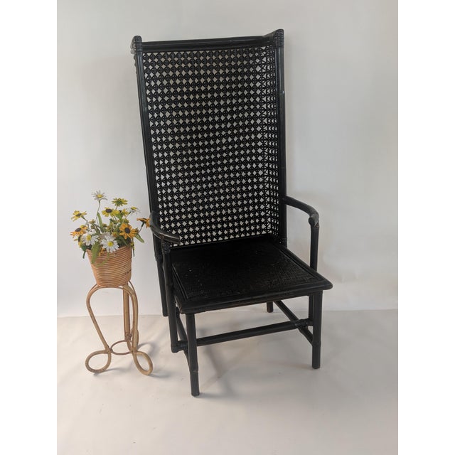 Vintage Rattan and Wicker High Back Porters Chair Chairish