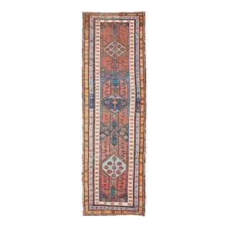 Antique Colorful Persian Heriz-Serapi Runner With a Bold Geometric Design 3'1 X 10'10 For Sale