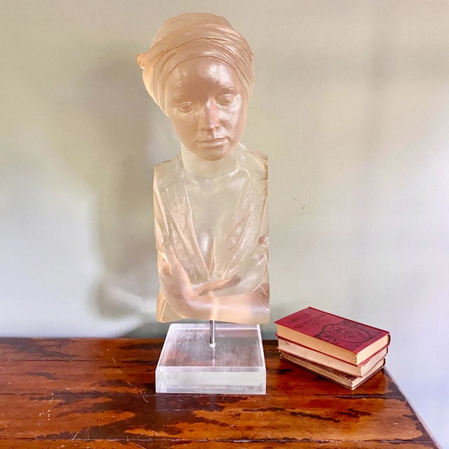 Plastic Vintage Female Acrylic Lucite Sculpture "Chin Up" by Marc Sijan For Sale - Image 7 of 7