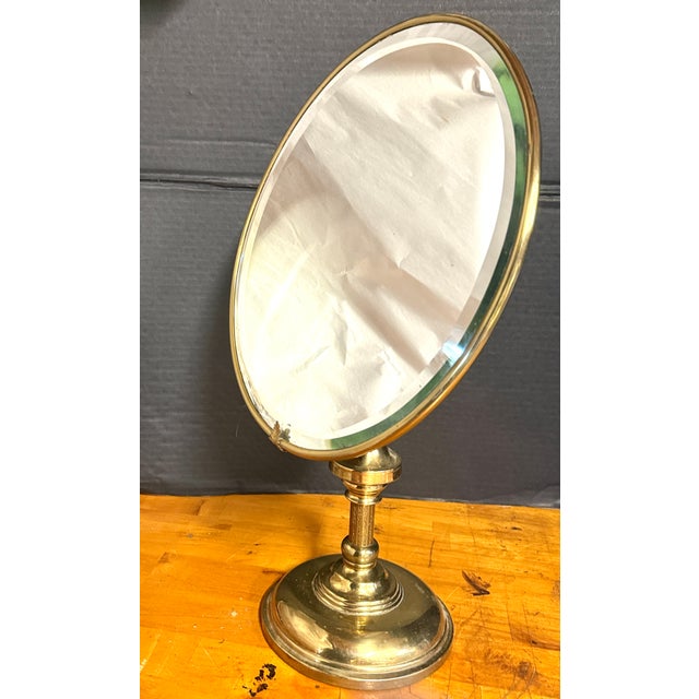 1900 - 1909 Antique Brass Swivel Adjustable Vanity /Table Mirror For Sale - Image 5 of 10