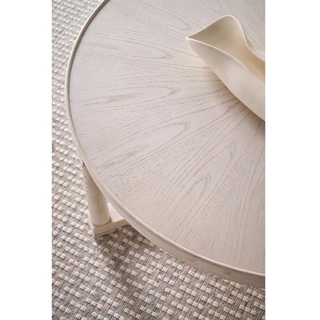 White White Oak Round Coffee Table For Sale - Image 8 of 8