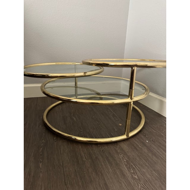 Morex 1970s Glam Tiered Swivel Cocktail Table in the Style of Milo Baughman For Sale - Image 4 of 11