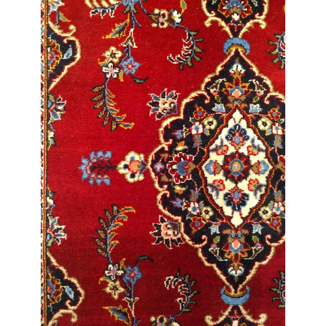 Vintage Persian Kashan Rug, Hand-Knotted Wool, Floral Pattern, Red & Navy, 4x6 For Sale - Image 14 of 17