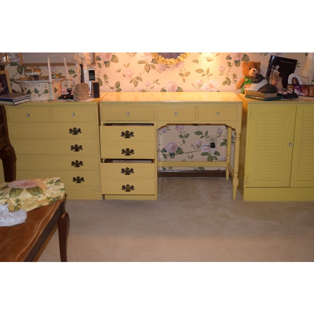 1970s Ethan Allen Yellow Writing Desk Chairish