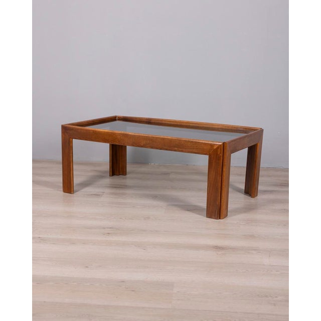 Wood Vintage Wood and Smoked Glass Coffee Table, 1970s For Sale - Image 7 of 7
