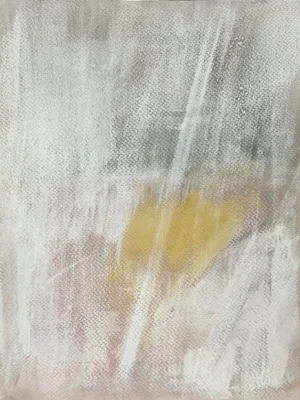 Threshold of Memory II - Original Drawing Charcoal Art by Carrie Bergey Magenta Yellow White Grey