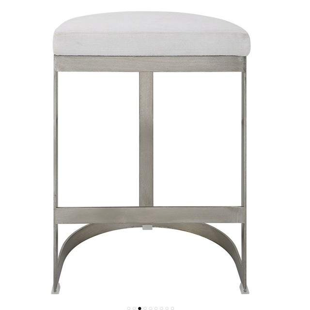 Contemporary Ivanna Counter Stool, Silver - White For Sale - Image 3 of 6