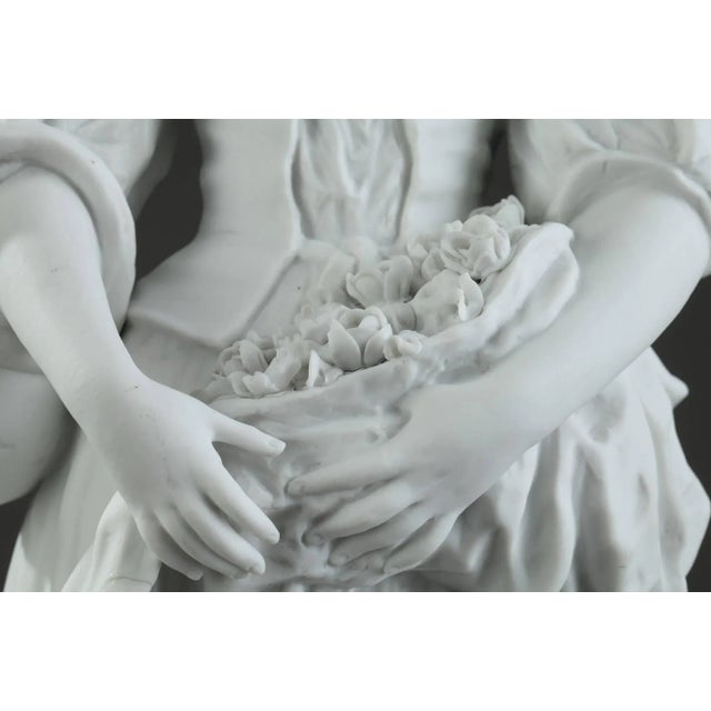 19th Century Biscuit Young Woman With Flowers Statuette For Sale - Image 5 of 18