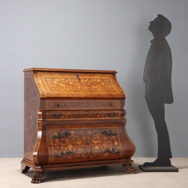 Dutch Style Secretaire with Floral Inlays For Sale - Image 3 of 15