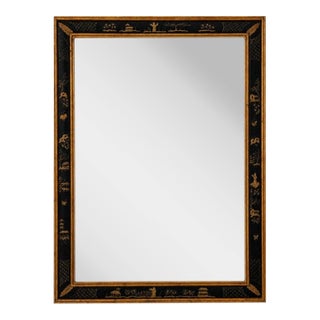 Friedman Brothers Black & Gold Chinoiserie Rectangular Wall Mirror For Sale