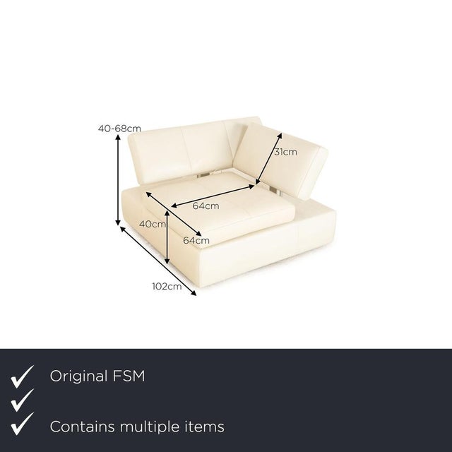 Modern Square Up Modular Sofa in Leather fom FSM, Set of 3 For Sale - Image 3 of 18