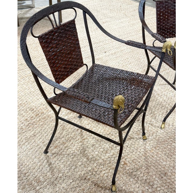 Pair Maison Jansen Style Equestrian Curule Chairs with Gilt Horse Heads For Sale - Image 9 of 10