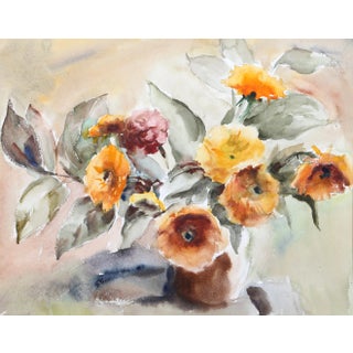 Eve Nethercott, Vase of Flowers (P3.15), Watercolor on Paper For Sale