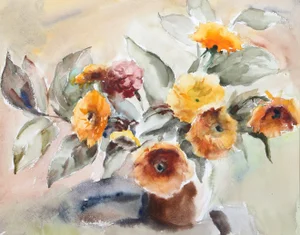 Eve Nethercott, Vase of Flowers (P3.15), Watercolor on Paper