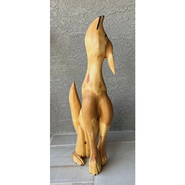 Circa 2000 Whimsical Hand Carved Folk Art Coyote by Santa Fe Artist Pete Ortega For Sale - Image 14 of 16