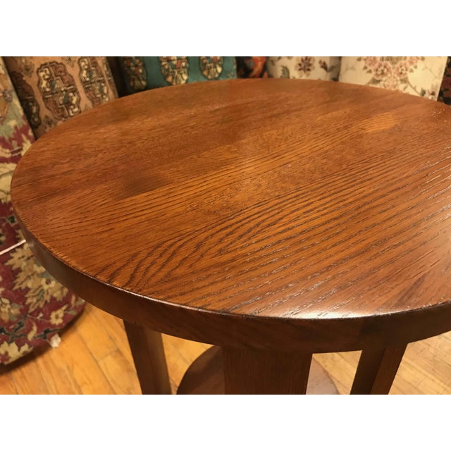 Mission Mission Style Oak Round End Table - Walnut Stain For Sale - Image 3 of 13