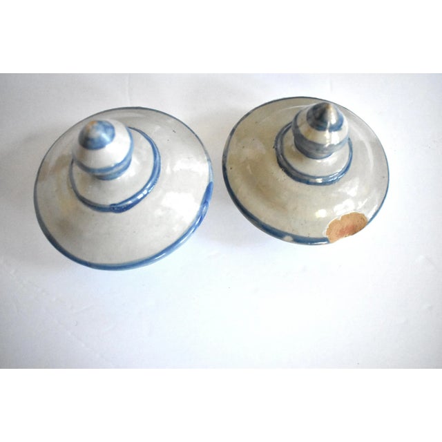 Ceramic Pair of Spanish Apothecary Alberelos Jars For Sale - Image 7 of 12