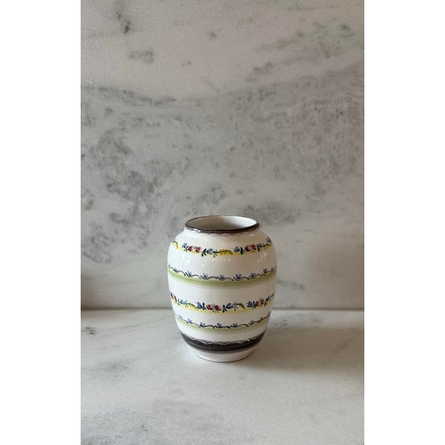Mid-Century Modern Vintage Ceramic Vase With Hand Painted Floral Design by Gmunder Keramik. For Sale - Image 3 of 8
