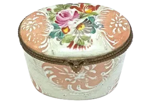 Antique Oval Limoges Porcelain Floral Box
